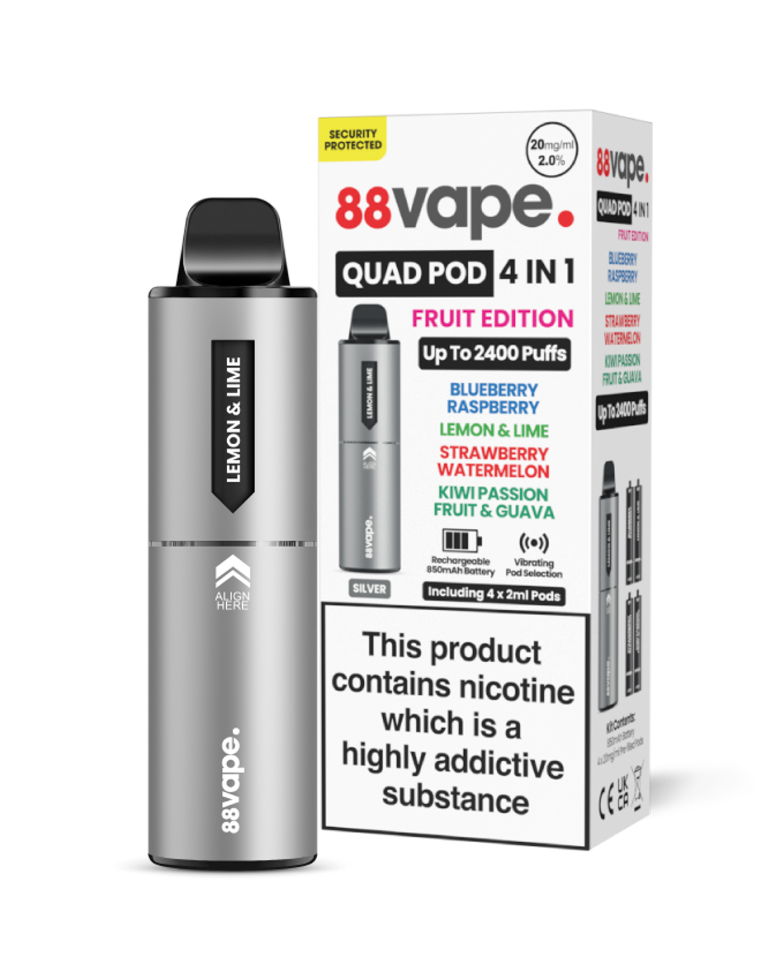 88Vape Quad Pod Kit 4-in-1 | 2400 Puff Vape  Vaping Direct